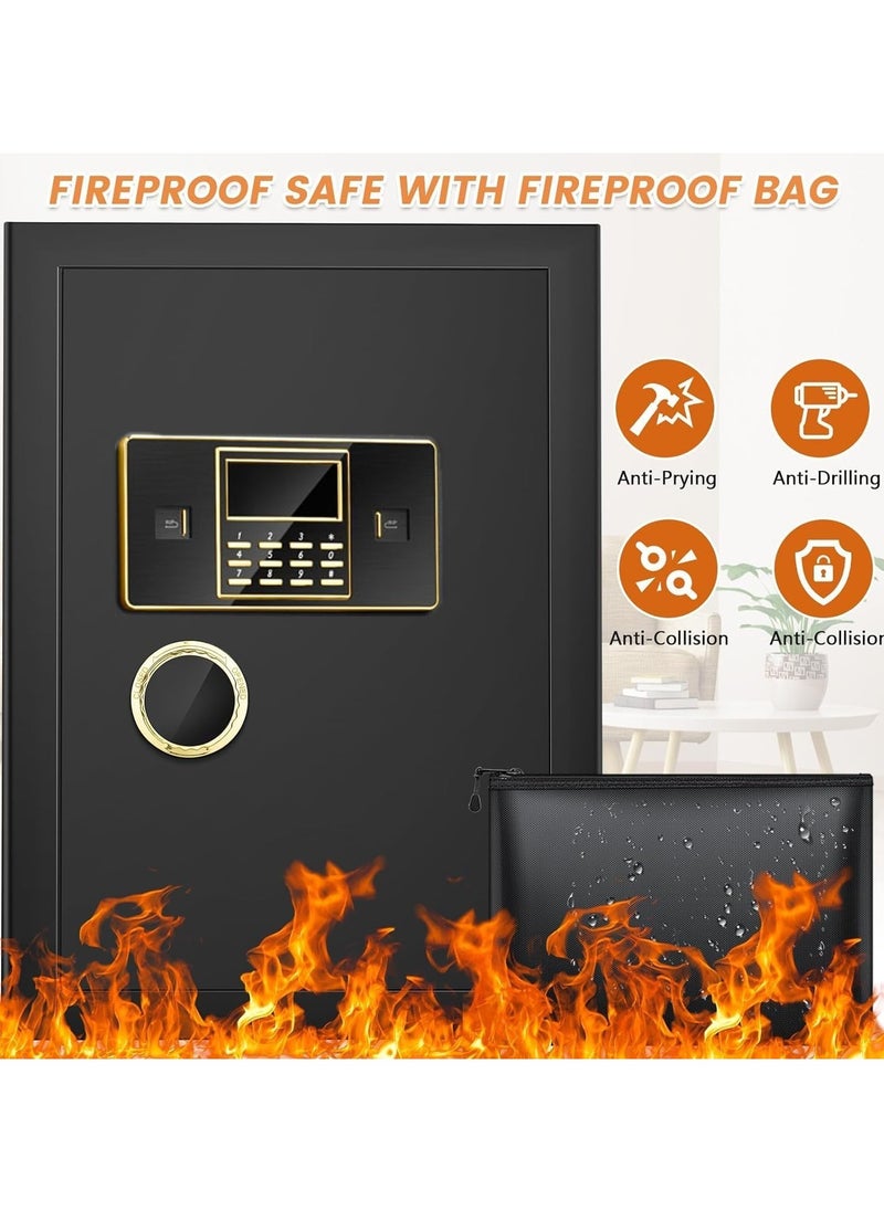 Safe box,Home Safe Box Fireproof Waterproof, Heavy Duty Fire proof Safe Boxes for Home Use, Removable Inner Cabinet and Shelf, Anti-Theft Digital Safe Box for Home Office Hotel,45x38x31cm