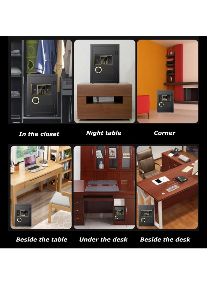 Safe box,Home Safe Box Fireproof Waterproof, Heavy Duty Fire proof Safe Boxes for Home Use, Removable Inner Cabinet and Shelf, Anti-Theft Digital Safe Box for Home Office Hotel,45x38x31cm