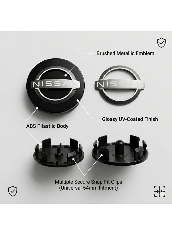Wheel Center Hub Caps Set of 4 OEM Style Rim Covers Easy Clip-On Fit Replacement Durable Wheel Center Caps Compatible with Nissan Vehicles - Image 2