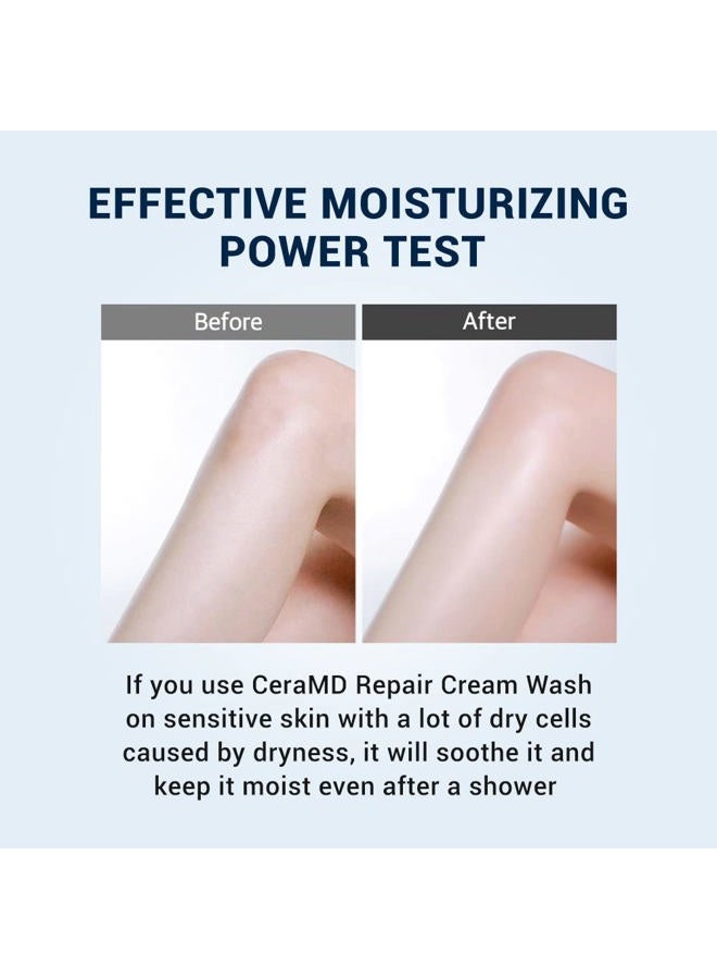 derma b CeraMD Repair Cream Wash, Unscented Fragrance Free Creamy Face & Body Cleanser for Dry Sensitive Itchy Skin, Deep Moisture Paraben-Free Body Wash, Cream to Foam Cleanser, 13.5 Fl. Oz., 400ml - Image 4