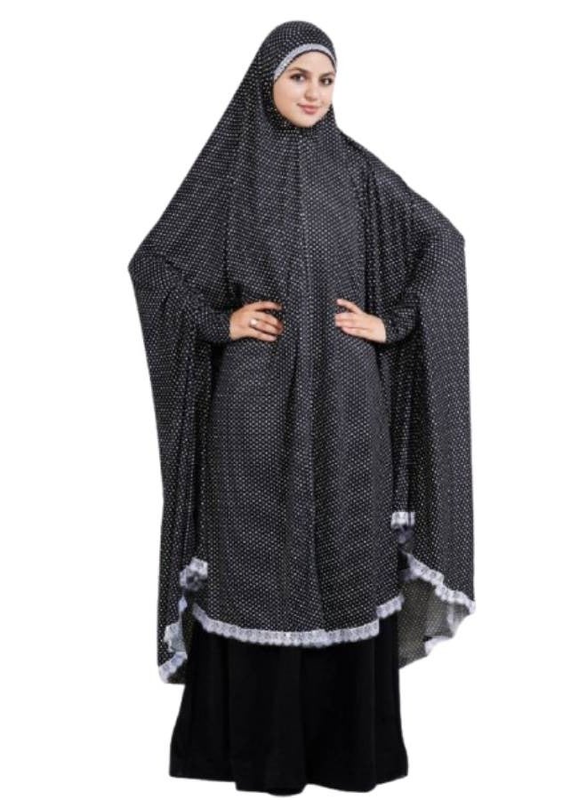 خمار طويل للصلاة والاستقبال قطعة واحدة للنساء – فري سايز – قطن وليكرا عالي الجودة - Image 1