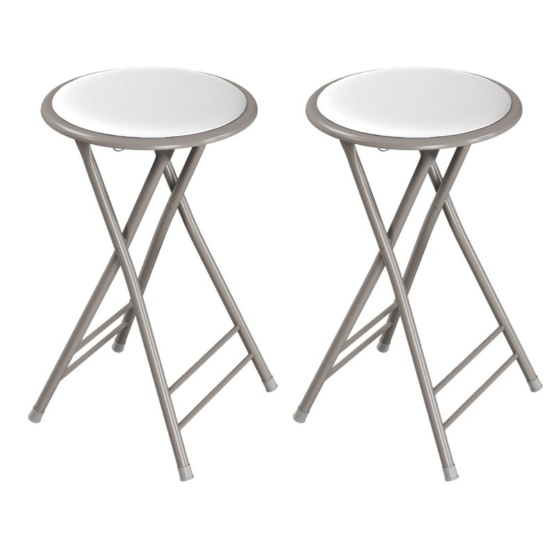 Lavish Home Set of 2 Counter Height Bar Stools  24Inch Backless Folding Chairs with 225lb Capacity for Kitchen Rec Room or Game Room White