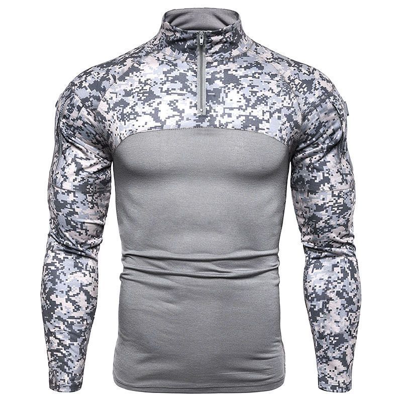 Men'S Heavy T-Shirt Men'S Summer Camouflage Color-Matching Long-Sleeve American-Style T-Shirt Military Style European-Style Trendy Men'S T-Shirt - Image 1