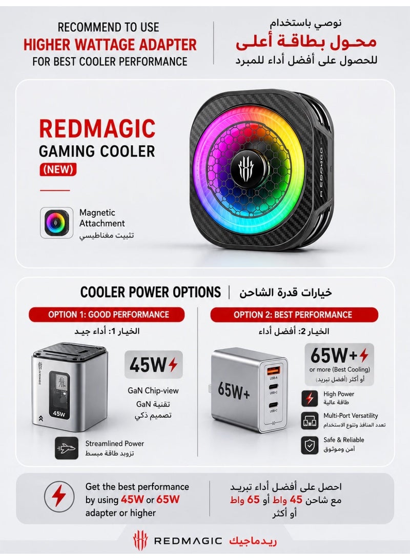 REDMAGIC Phone Cooler RedMagic 8 Pro Magnetic Phone/Tablet Cooler – 36 W Ultra-Cooling Gaming Fan with Graphene Heatsink, & Magnetic Mount - Cooling Fan For Smartphones, Tablets, iPad & Steam Deck (Perfect for PUBG Mobile, COD & More) - Image 5