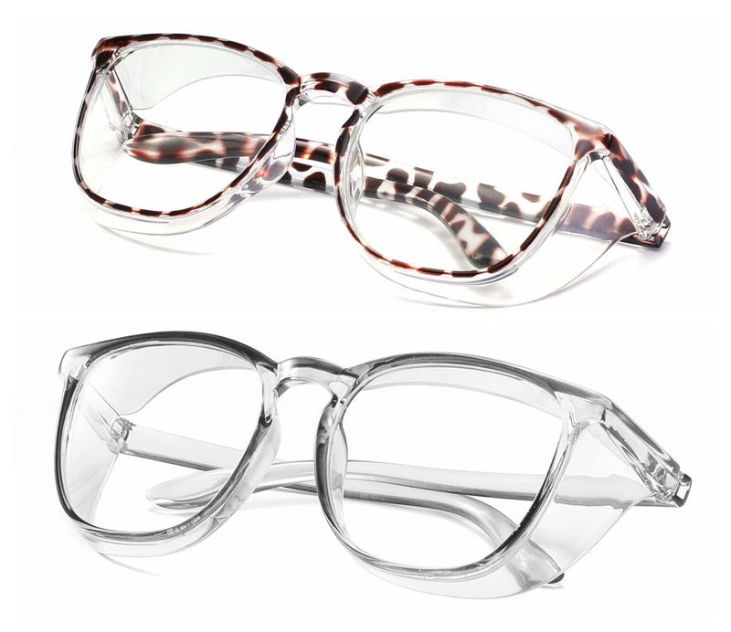 Alsenor Safety Glasses Anti Fog Goggles Protective Eyewear Blue Light Blocking Anti Dust Uv Protection Glasses For Men Women (2 Pack(New-Leopard+Grey)) - Image 1