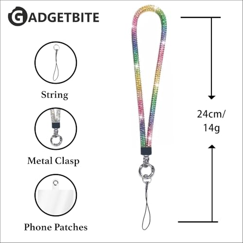 GadgetBite Small Diamond Charm Phone Lanyard: Stylish Cross-Body Mobile Holder Strap, Hands-Free Neck Chain Accessory, Ideal for iPhone & Most Smartphones with Charms for Phone Cases - Rainbow - Image 3