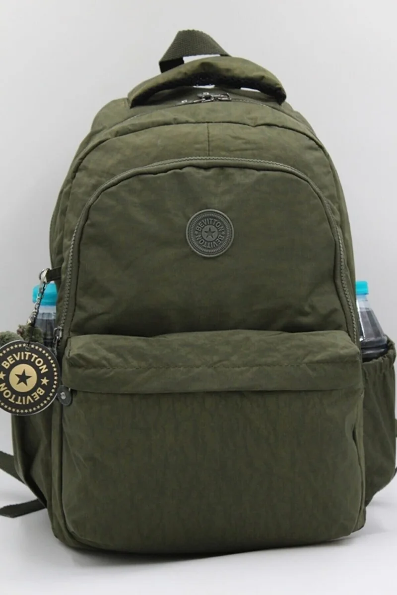 Bevitton Crinkle Waterproof Fabric Unisex Black School Backpack