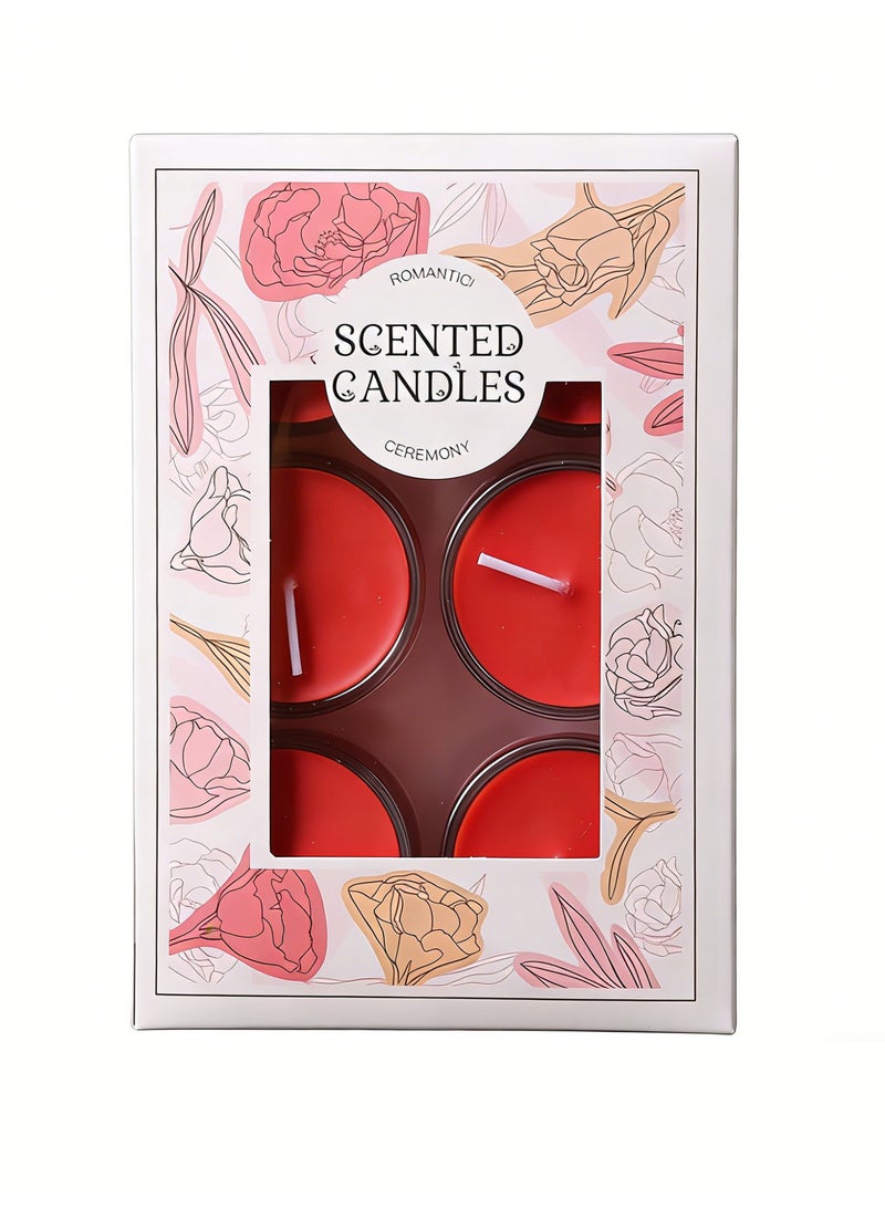 Premium Scented Candles Set - 6 Pack Glass Tealights | 8 Hours Burn Time | Red Fruit Love Fragrance | Smokeless Aromatherapy Candles | Perfect for Home Decoration & Gifts - Image 1