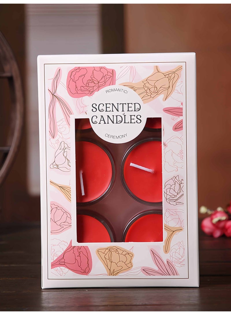 Premium Scented Candles Set - 6 Pack Glass Tealights | 8 Hours Burn Time | Red Fruit Love Fragrance | Smokeless Aromatherapy Candles | Perfect for Home Decoration & Gifts - Image 5