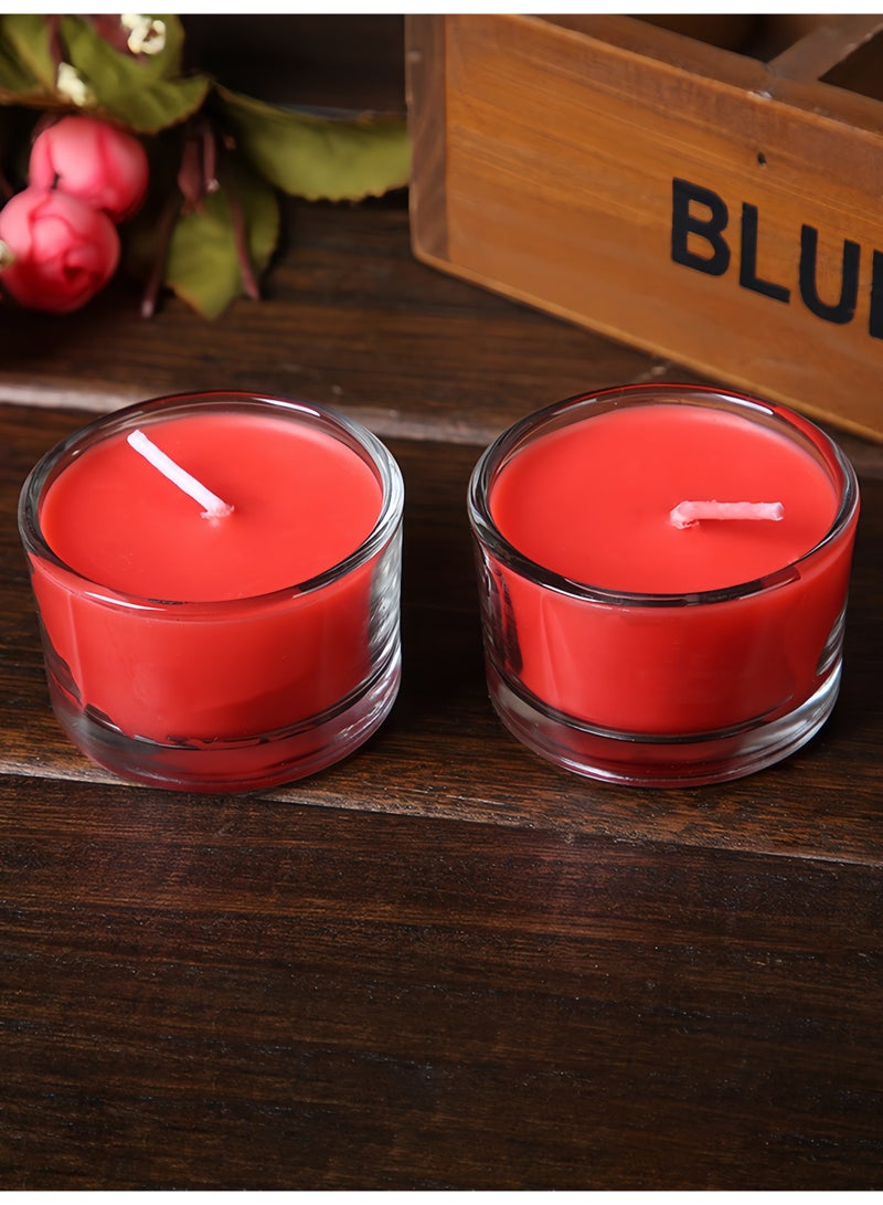 Premium Scented Candles Set - 6 Pack Glass Tealights | 8 Hours Burn Time | Red Fruit Love Fragrance | Smokeless Aromatherapy Candles | Perfect for Home Decoration & Gifts - Image 4