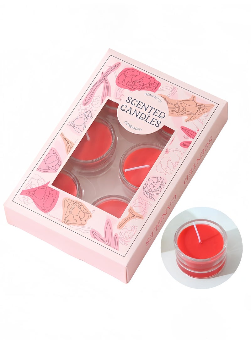 Premium Scented Candles Set - 6 Pack Glass Tealights | 8 Hours Burn Time | Red Fruit Love Fragrance | Smokeless Aromatherapy Candles | Perfect for Home Decoration & Gifts - Image 2