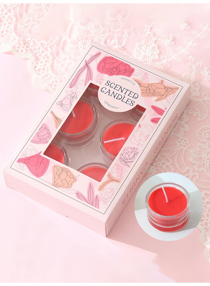 Premium Scented Candles Set - 6 Pack Glass Tealights | 8 Hours Burn Time | Red Fruit Love Fragrance | Smokeless Aromatherapy Candles | Perfect for Home Decoration & Gifts - Image 3