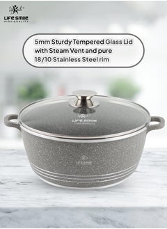 Life Smile 12-Piece Granite Cookware Set Kitchen Pots and Pans Set Includes Stock Pots, Low Pot and Double Grill Pan Non Stick Cookware Sets Healthy 100% PFOA & PFAS Free  - Image 3