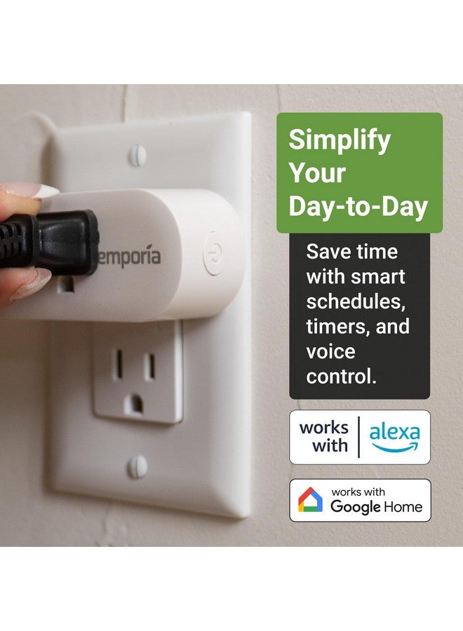 Emporia EMPORIA Smart Plug with Energy Monitoring | 15A Max / 10A Continuous | WiFi Smart Outlet | Mobile App | Alexa | Google | ETL Certified (Package of 4), EMSO1-4  - Image 1
