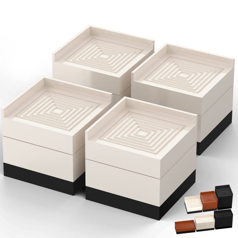 Tclouda Furniture Risers Tclouda BedSofaDeskTableChair LegFridge Lifts to 15 3 and 4 in Square Adjustable Risers Blocks for Extenders Heavy Duty Supports Up to 1300 Lbs 3 inApricotSquare