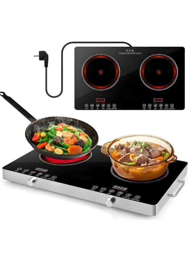 Silver Crest SC-21 7000W Dual Burner Infrared Cooker with Ceramic Crystal Plate, Digital LED Display, Touch Sensor Controls, Adjustable Temperature Settings, Safe Waterproof Body for Home and Commercial Kitchen Use - Image 1