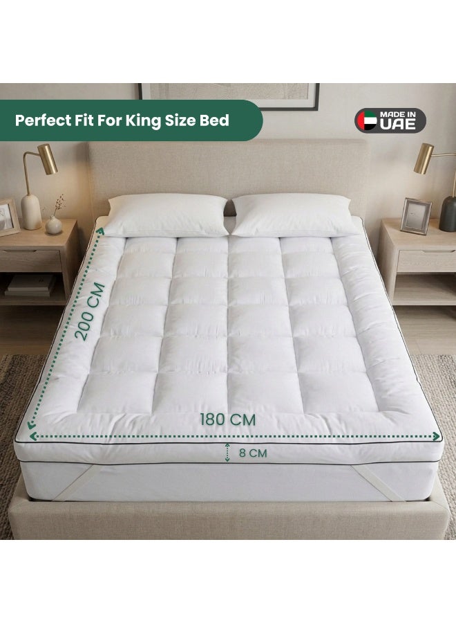 Easeliving Mattress Topper 180x200 - 8cm Thick Super Soft Fluffy King Size Bed Topper with Luxury Soft Fabric and Elastic Bands for Secure Fit - Image 4