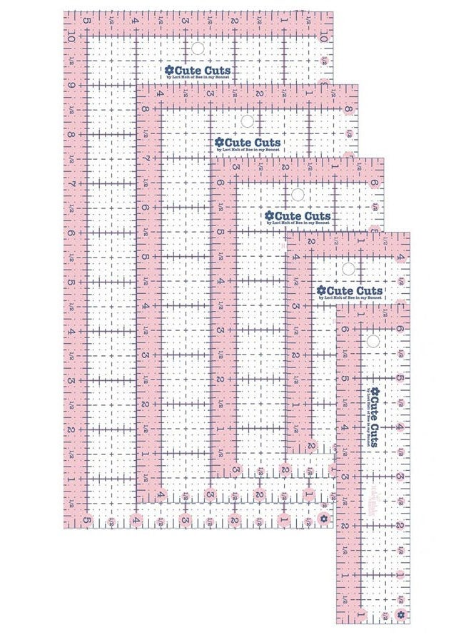 Riley Blake Designs - Cute Cut Ruler - Rectangular Ruler Pack - Set of 5 Rulers