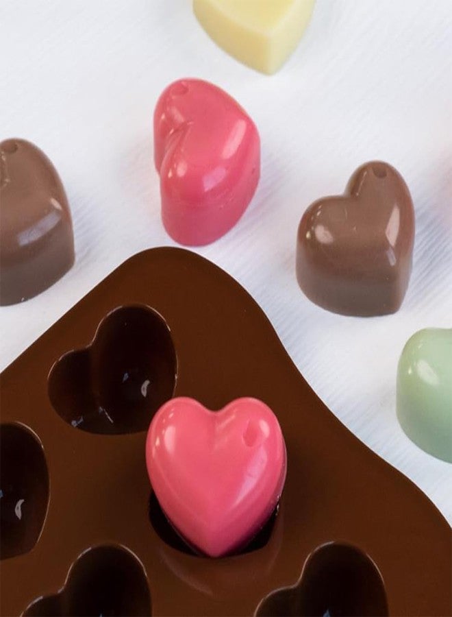 divinezon Silicone Bakeware Mould for Chocolate and Ice Cube 15 Cavity Chocolate Mold Heart Shape | 21 x 10.5 x 2.4 cm | Brown | - Image 2