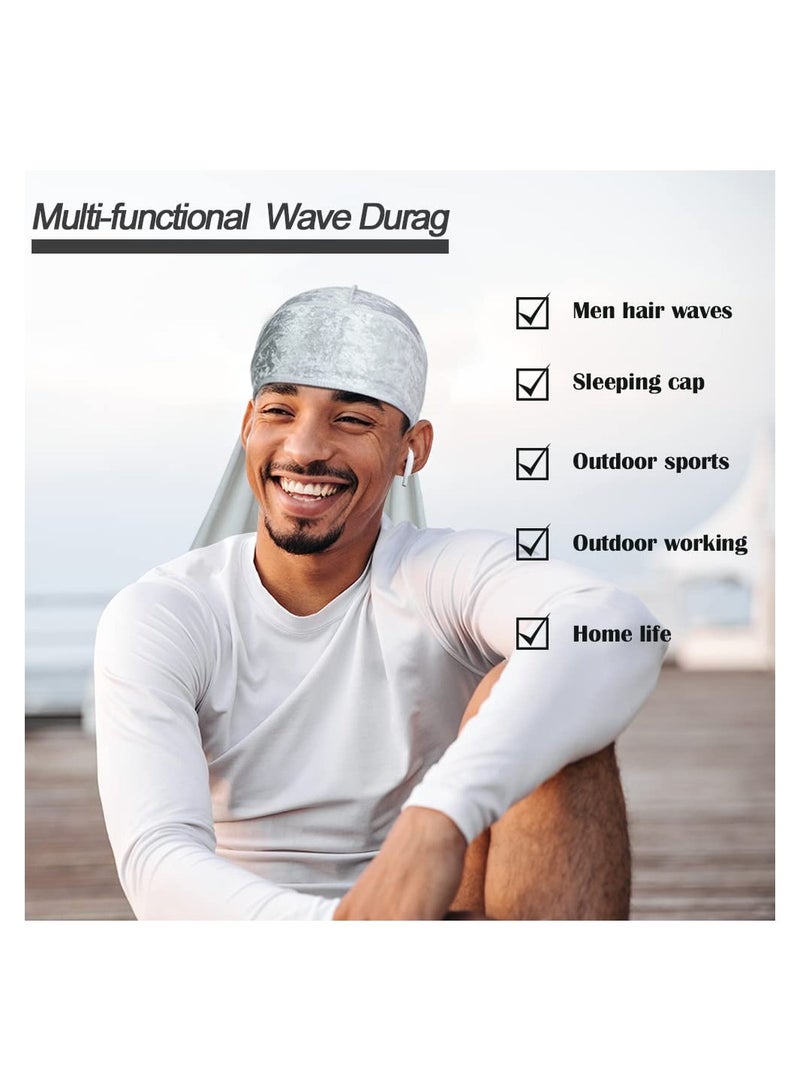 Zikra 4 Pcs Silky Durags for 360 Waves Satin Doo Rag Durag Head Wraps with Extra Long Tail and Wide Straps for Men Women - Image 4