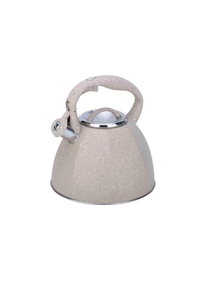 4L Stainless Steel Teapot Made of food grade stainless steel, sturdy and durable, healthy and safe, easy to clean Comfortable handle, whistle design will sound a safety alarm when boiling, the whole process of boiling water is safe and worry-free, providing more security for the family Black/Grey/Red/Beige (Color: Grey, - Image 2