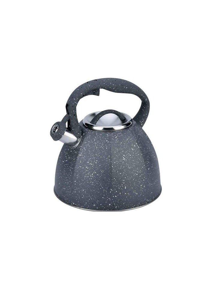 4L Stainless Steel Teapot Made of food grade stainless steel, sturdy and durable, healthy and safe, easy to clean Comfortable handle, whistle design will sound a safety alarm when boiling, the whole process of boiling water is safe and worry-free, providing more security for the family Black/Grey/Red/Beige (Color: Grey, - Image 3
