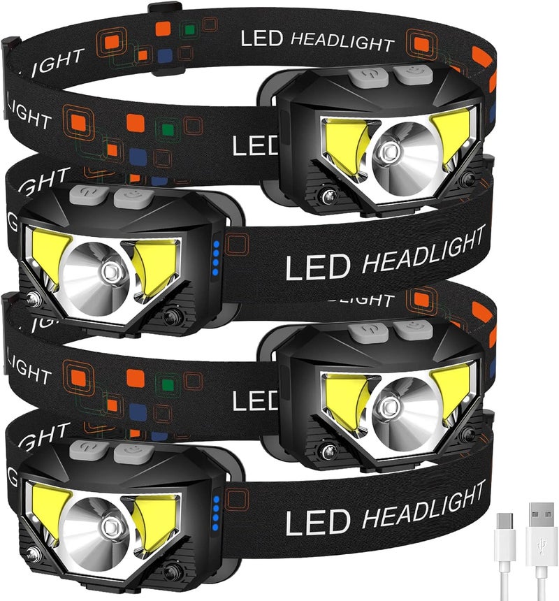 LHKNL مصباح رأس LED من LHKNL بقوة 1200 لومن، قابل لإعادة الشحن، مقاوم للماء، مع مستشعر حركة و8 أوضاع - مثالي للتخييم والجري وركوب الدراجات وصيد السمك - Image 1
