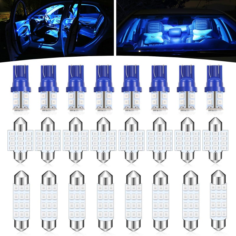 GKmow Pack24 Car LED Bulb Kit Set T10 31 mm 42 mm Interior Car Lights Bulbs Dome Light Festoon Bulbs LED Replacement Bulbs for Car Dome Map Door Courtesy License Plate Lights Blue - Image 2