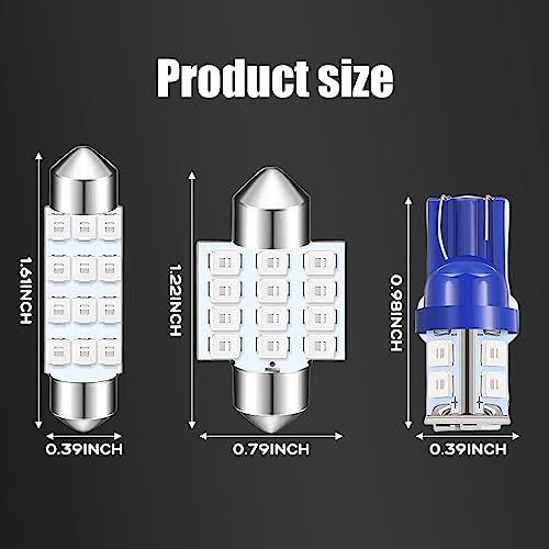 GKmow Pack24 Car LED Bulb Kit Set T10 31 mm 42 mm Interior Car Lights Bulbs Dome Light Festoon Bulbs LED Replacement Bulbs for Car Dome Map Door Courtesy License Plate Lights Blue - Image 3