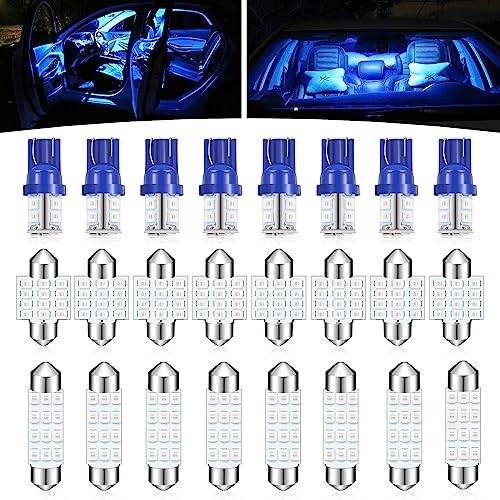 GKmow Pack24 Car LED Bulb Kit Set T10 31 mm 42 mm Interior Car Lights Bulbs Dome Light Festoon Bulbs LED Replacement Bulbs for Car Dome Map Door Courtesy License Plate Lights Blue - Image 1