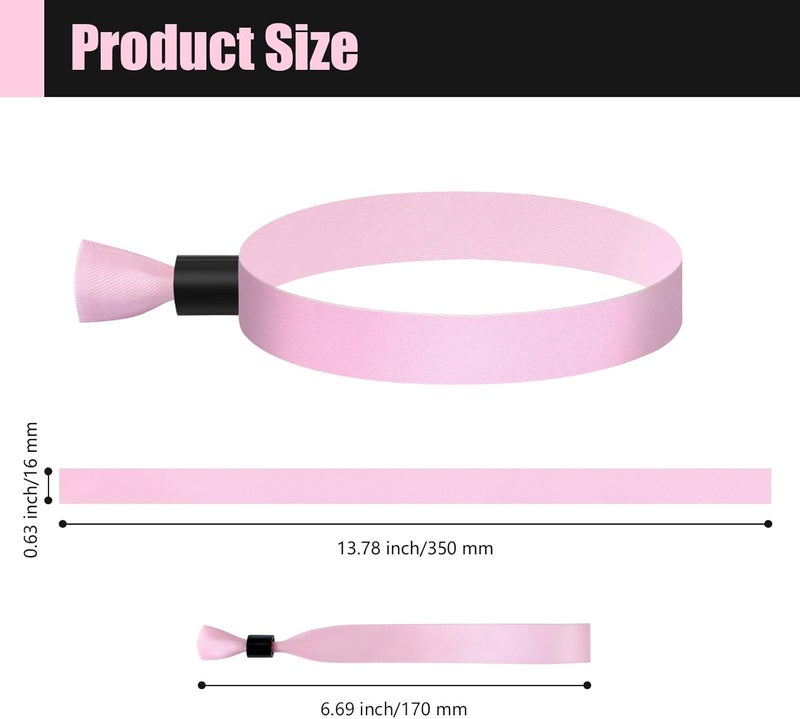 Comflora 100 Pcs Cloth Event Wristband, Disposable Wristbands for Events, Colored Wristbands Events,for Lightweight Concert,Club Entrance Wrist Strap Party Wristband Event (Color : Pink) - Image 2