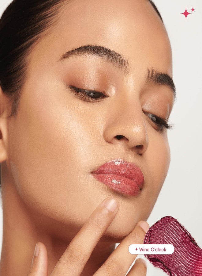 Gush Beauty Glaze Lip Oil Gloss High Shine & Hydrating Pink Gloss | Lightweight & Non Sticky | Vegan & Paraben Free | Toxin Free - Candy glaze 2.8ml (Wine'oclock) - Image 2