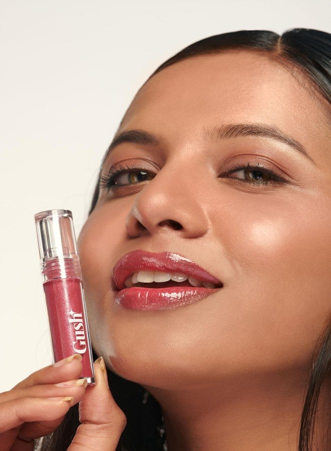 Gush Beauty Glaze Lip Oil Gloss High Shine & Hydrating Pink Gloss | Lightweight & Non Sticky | Vegan & Paraben Free | Toxin Free - Candy glaze 2.8ml (Wine'oclock) - Image 4
