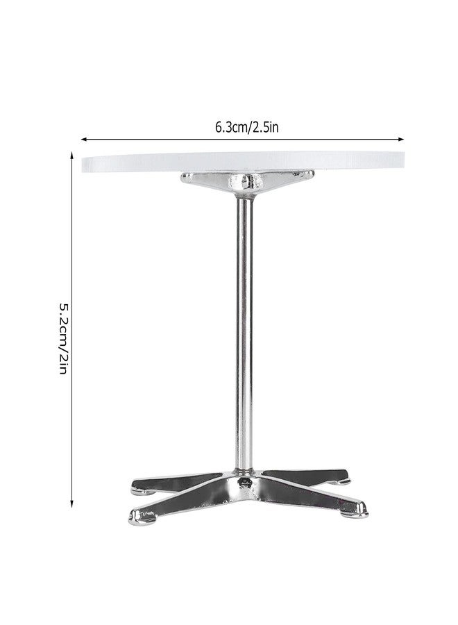 زيروديس طاولة مستديرة أنيقة على شكل بيت دمى مصغر من Zerodis بمقياس 1:12، طاولة طعام صغيرة، مصنوعة من سبيكة معدنية شفافة، صغيرة، أثاث منزلي - Image 4
