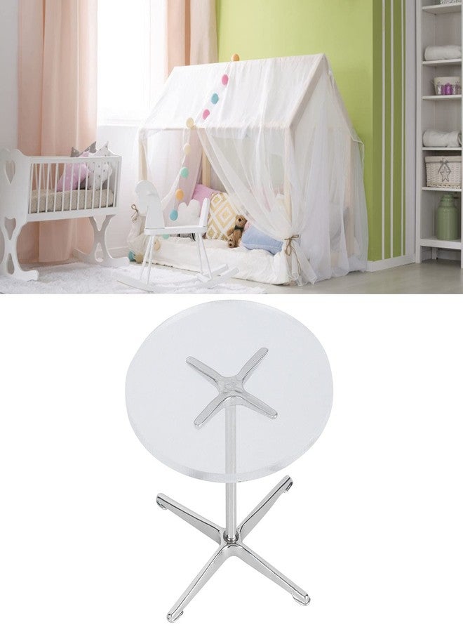 زيروديس طاولة مستديرة أنيقة على شكل بيت دمى مصغر من Zerodis بمقياس 1:12، طاولة طعام صغيرة، مصنوعة من سبيكة معدنية شفافة، صغيرة، أثاث منزلي - Image 2