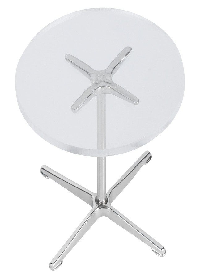 زيروديس طاولة مستديرة أنيقة على شكل بيت دمى مصغر من Zerodis بمقياس 1:12، طاولة طعام صغيرة، مصنوعة من سبيكة معدنية شفافة، صغيرة، أثاث منزلي - Image 1