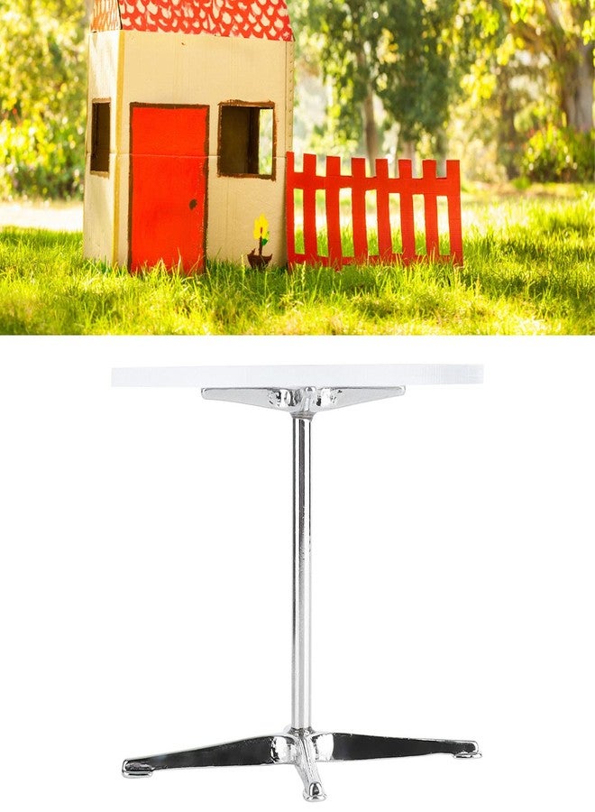 زيروديس طاولة مستديرة أنيقة على شكل بيت دمى مصغر من Zerodis بمقياس 1:12، طاولة طعام صغيرة، مصنوعة من سبيكة معدنية شفافة، صغيرة، أثاث منزلي - Image 3