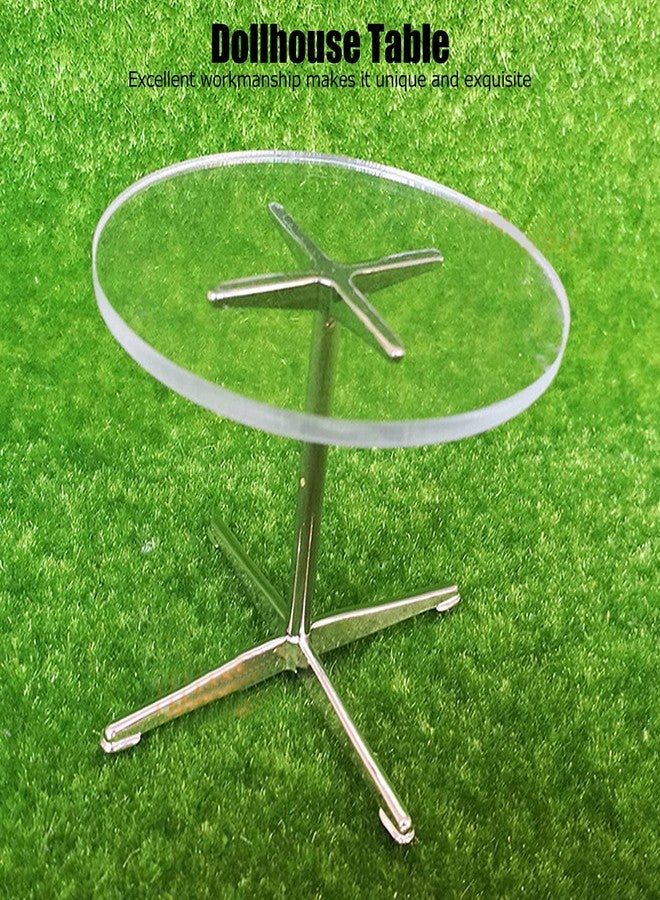 زيروديس طاولة مستديرة أنيقة على شكل بيت دمى مصغر من Zerodis بمقياس 1:12، طاولة طعام صغيرة، مصنوعة من سبيكة معدنية شفافة، صغيرة، أثاث منزلي - Image 5