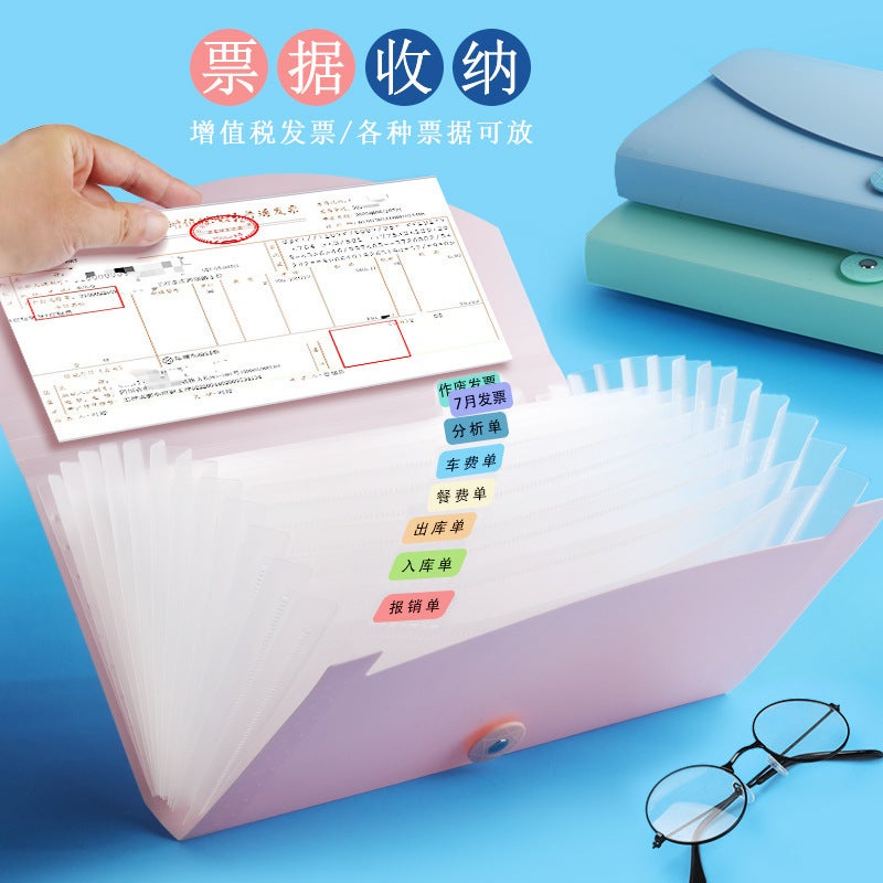 Plastic Bill Storage Bag Accordion Bag Document Bill Storage Box Multi-Layer File Bag A4 Test Paper Storage Bag Portable - Image 4