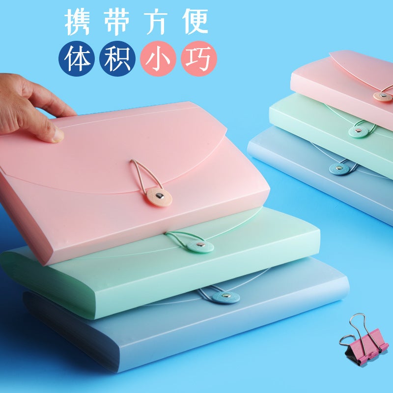 Plastic Bill Storage Bag Accordion Bag Document Bill Storage Box Multi-Layer File Bag A4 Test Paper Storage Bag Portable - Image 3