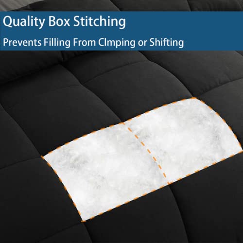 cozy night Cozynight Down Alternative Comforter-All Season King Comforters Duvet Insert with Corner Tabs-Breathable-Box Stitched Reversible Black Comforter 106x90 inches - Image 3