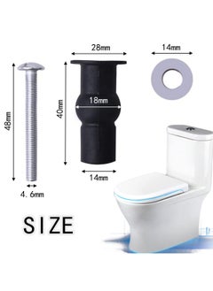 SANMUGEED Toilet Seat Fitting 4Pcs, Ancable Toilet Seat Screws Fixings Toilet Seat Hinges Expanding Rubber Top Nuts Screw Fixings Fix WC Blind Hole Fittings  - Image 5