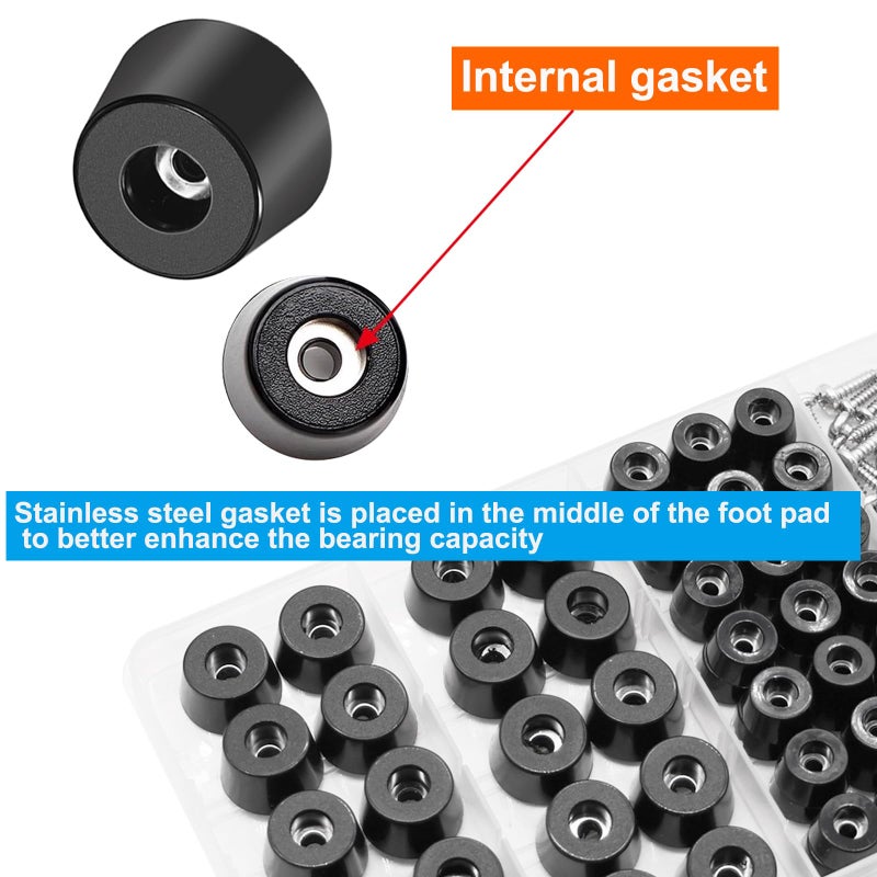 Sunxeke 132Pcs Rubber Feet for Cutting Board with Stainless Washer Screws Assortment Kit,2 Sizes (0.6inch, 0.8inch),Non Slip Rubber Bumper Feet for Furniture, Cabinets, Electronics - Image 5