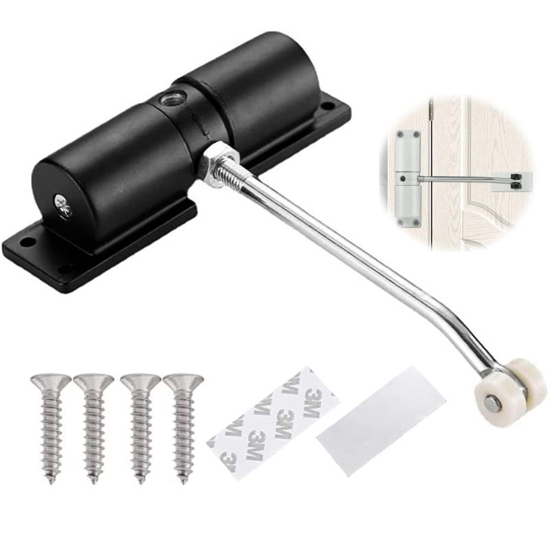 Automatic Door Closer Zinc Alloy Safety Spring Door Closer Adjustable 30 kg Closing Door Hinge Black