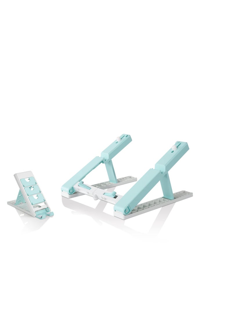 SYOSI Collapsible Laptop Stand - Ergonomic Foldable Notebook Holder, Compatible with 12-16”Laptops with Phone Tablet Stand, 6 Support Angles  - Image 1
