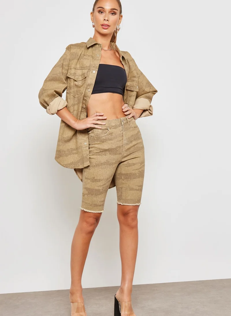 Missguided Camo Denim Cycling Short Co-ord