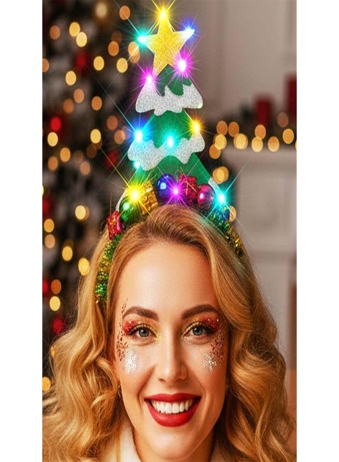 Unicra Christmas Tree Headbands Light Up Christmas Headband Xmas Holiday Hair Accessories for Women - Image 1