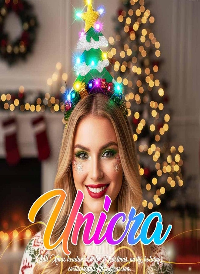 Unicra Christmas Tree Headbands Light Up Christmas Headband Xmas Holiday Hair Accessories for Women - Image 4