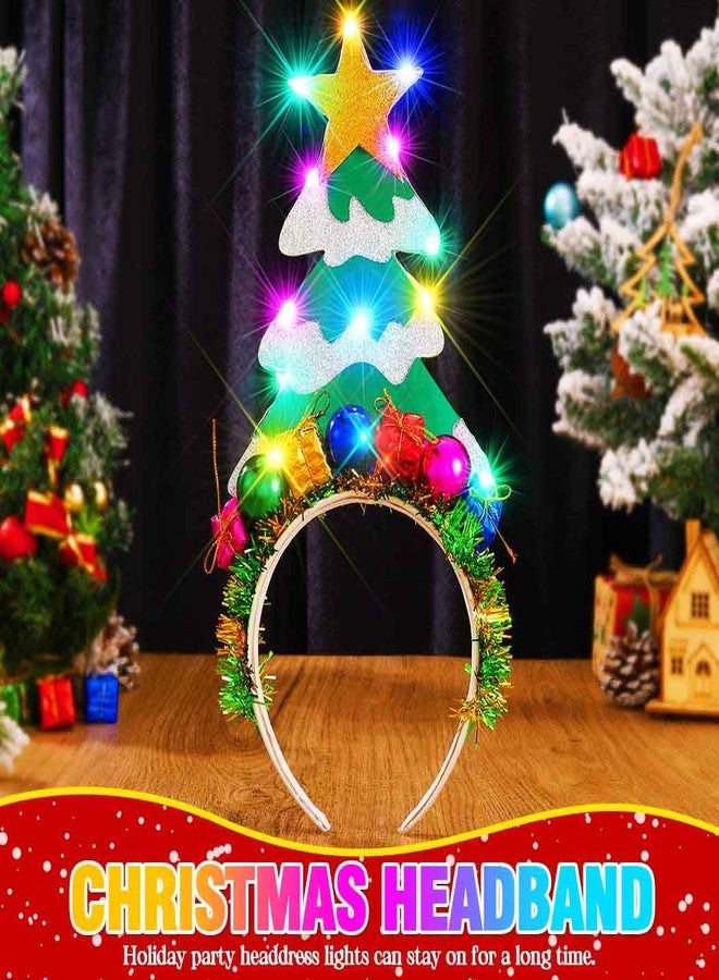 Unicra Christmas Tree Headbands Light Up Christmas Headband Xmas Holiday Hair Accessories for Women - Image 2