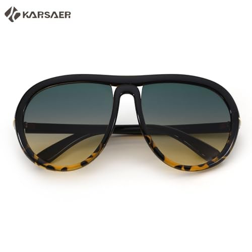 Karsaer Oversized Vintage Aviator Sunglasses for Men Women，Big Retro Round Aviator Sunglasses K7132 - Image 3